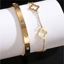 Conjunto de Pulseiras Trevo da Sorte em Aço Inoxidável - CHARMÉ
