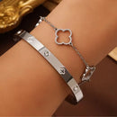 Conjunto de Pulseiras Trevo da Sorte em Aço Inoxidável - CHARMÉ