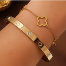 Conjunto de Pulseiras Trevo da Sorte em Aço Inoxidável - CHARMÉ