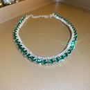 Conjunto Luxuoso de Colar e Brincos com Cristal Verde - FYUAN