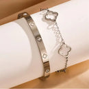 Conjunto de Pulseiras Trevo da Sorte em Aço Inoxidável - CHARMÉ