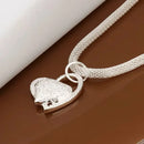 Colar Coração Banhado a Prata com Corrente Figaro - HEARTBEAT
