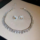 Conjunto Luxuoso de Colar e Brincos com Cristal Verde - FYUAN