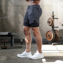 SHORTS 2 EM 1 MASCULINO DRY-FIT - COMPRESSÃO - BOLSO OCULTO - TECNOLOGIA DE COMPRESSÃO INTELIGENTE