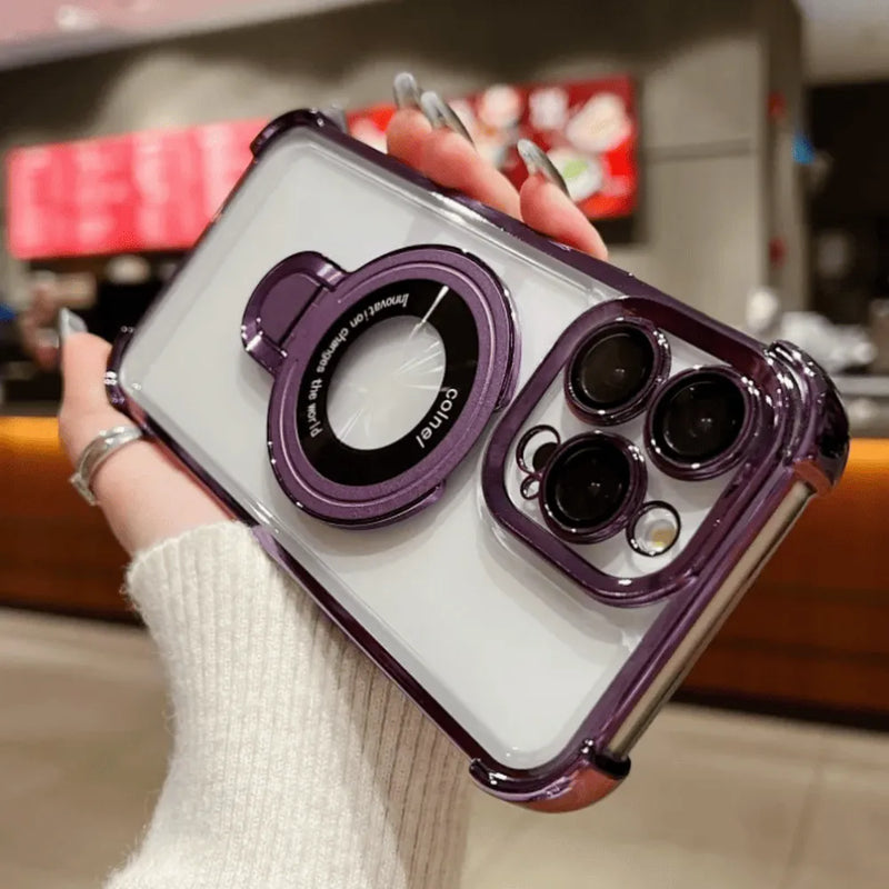 Capa Magnética com Suporte Integrado para iPhone - Proteção Anti-Impacto + Versatilidade Premium Original