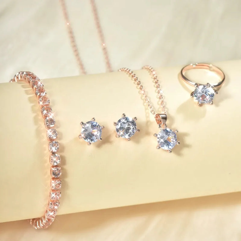 CONJUNTO 5 PEÇAS COM ZIRCÔNIA - CRYSTAL ELEGANCE
