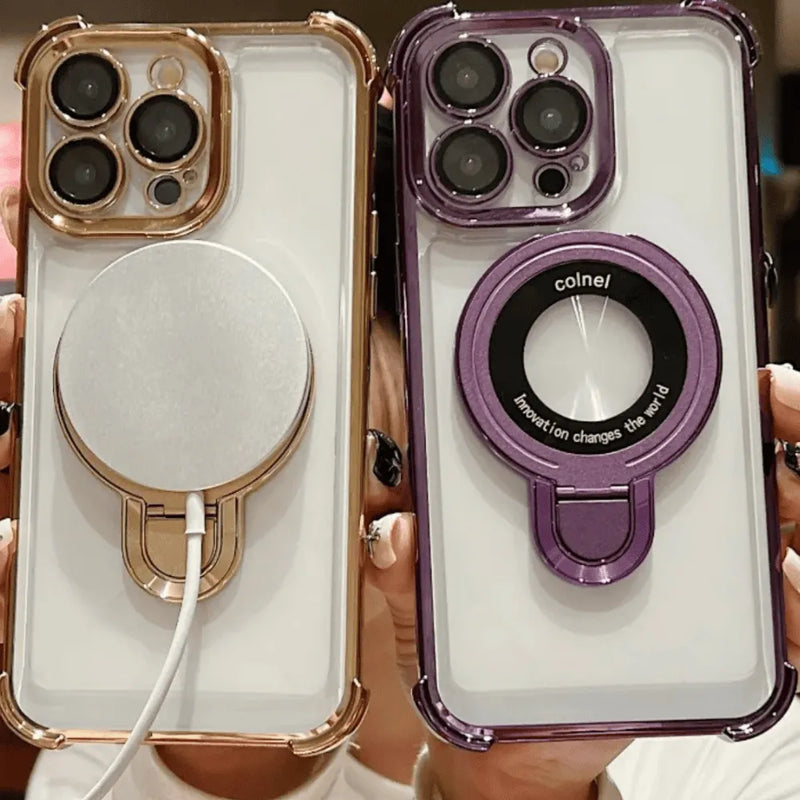 Capa Magnética com Suporte Integrado para iPhone - Proteção Anti-Impacto + Versatilidade Premium Original