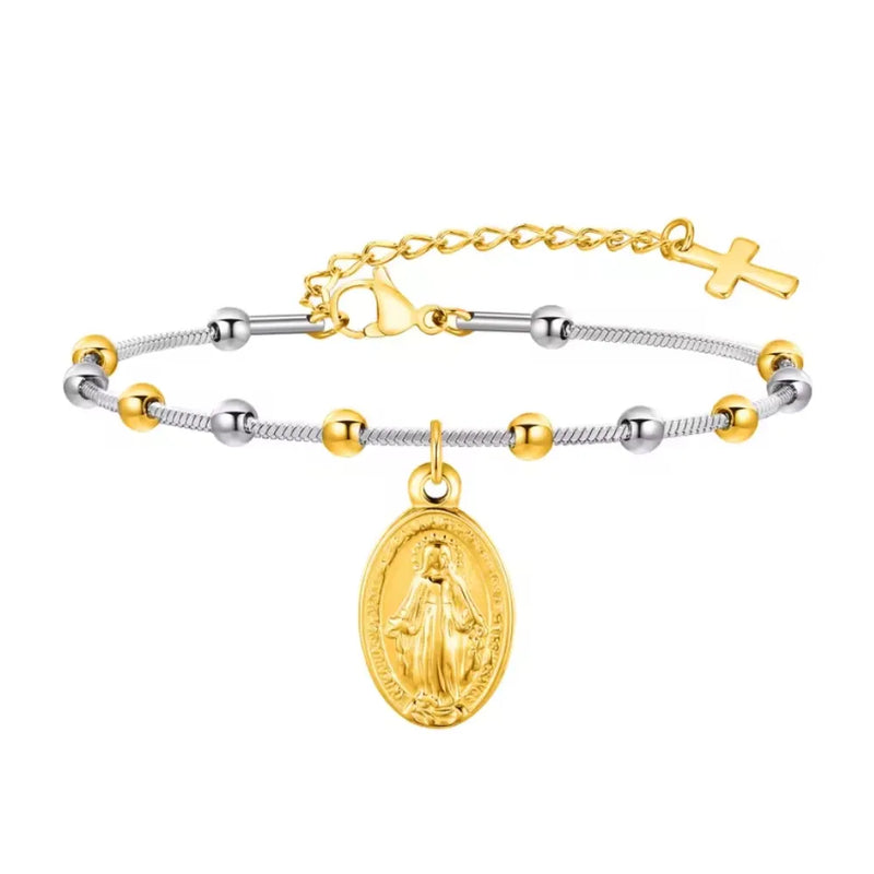 PULSEIRA ROSÁRIO BANHADO A OURO PARA MULHERES E MENINAS -  VNOX