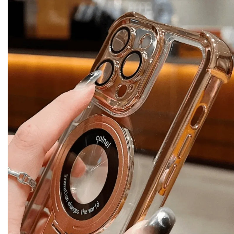 Capa Magnética com Suporte Integrado para iPhone - Proteção Anti-Impacto + Versatilidade Premium Original