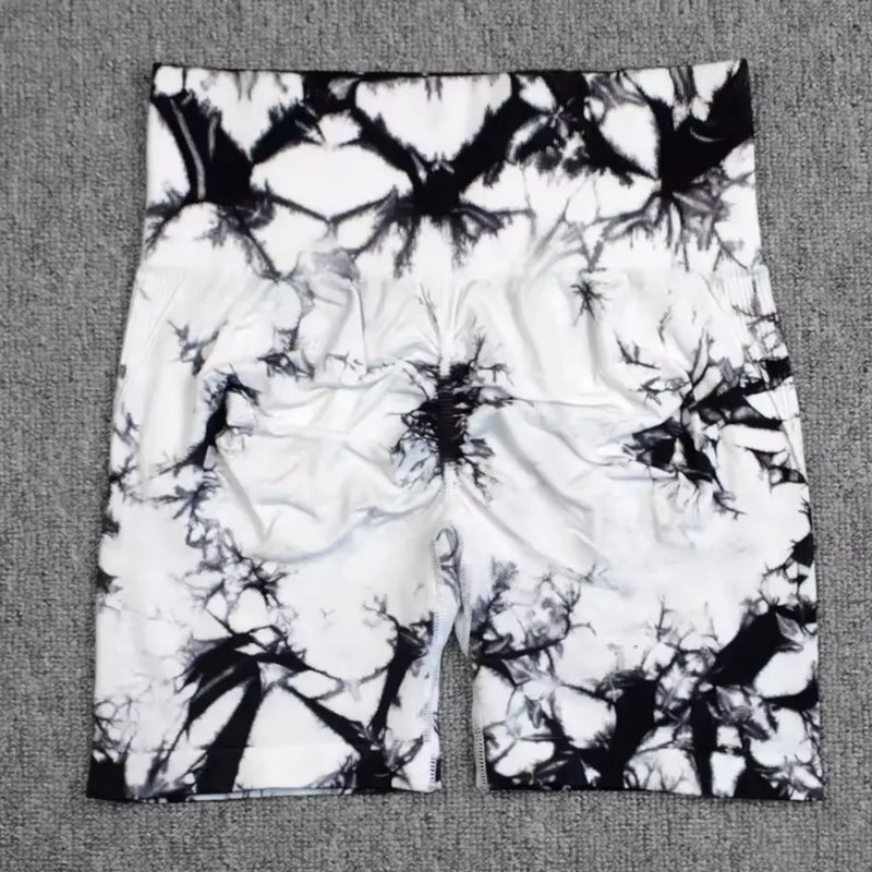 Shorts de Yoga Tie-Dye Feminino – Alta Elasticidade, Push Up - FlexWave