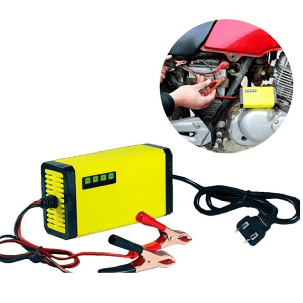 Carregador de Bateria 2A para Carros e Motos | Carga Rápida e Segura - PowerGo™