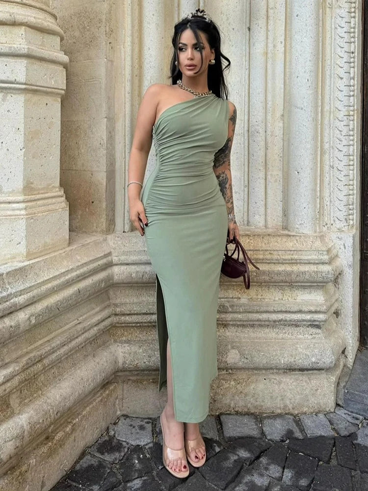 Vestido Longo Sexy com Fenda Lateral & Sem Costas - Maxi Dress