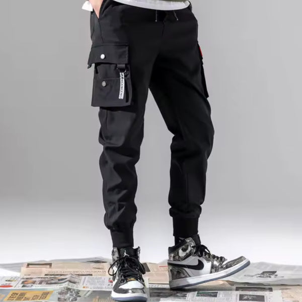 Calça Cargo Masculina 2025 – Casual, Solta, Vários Bolsos e Cós Elástico