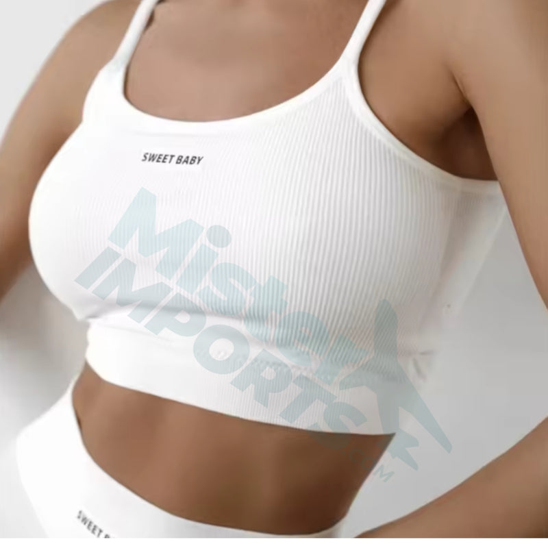 CONJUNTO FITNESS SEM COSTURA - Top e Short em Tecido Canelado Premium Sweat Baby