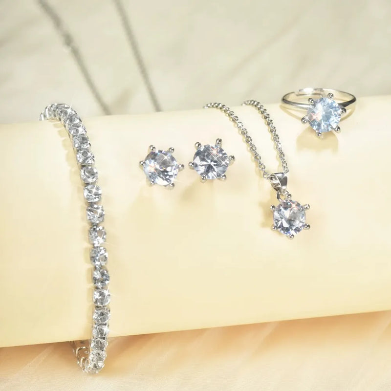 CONJUNTO 5 PEÇAS COM ZIRCÔNIA - CRYSTAL ELEGANCE