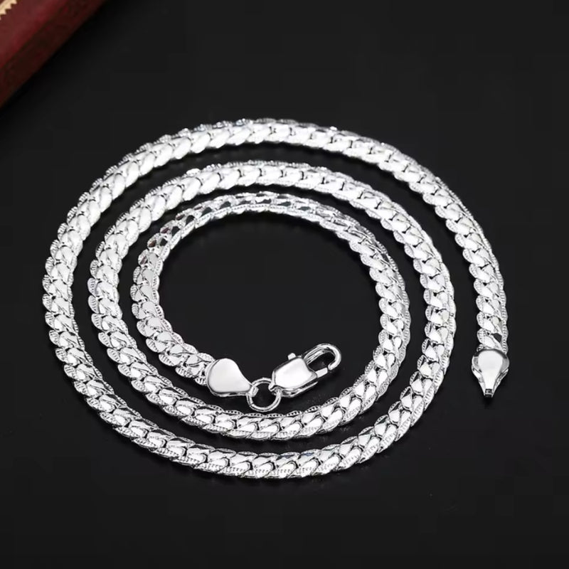 Colar em Prata 925 Corrente Lateral Unissex -  Silver Flow