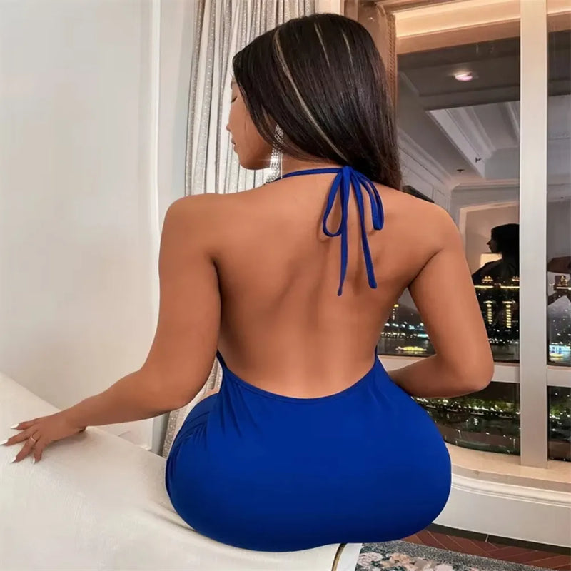 Vestido Curto HALTER BOW – Estilo Europeu 2025, Sexy, Leve e Sofisticado