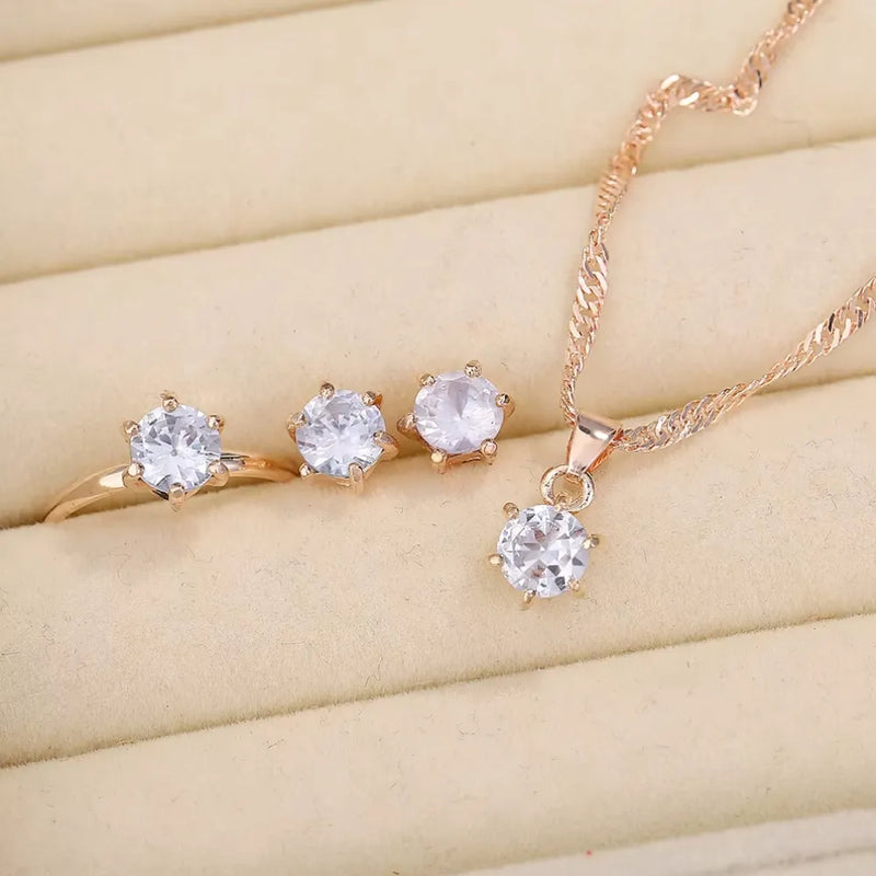CONJUNTO 5 PEÇAS COM ZIRCÔNIA - CRYSTAL ELEGANCE