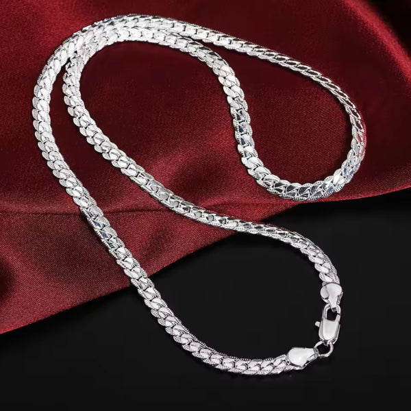 Colar em Prata 925 Corrente Lateral Unissex -  Silver Flow
