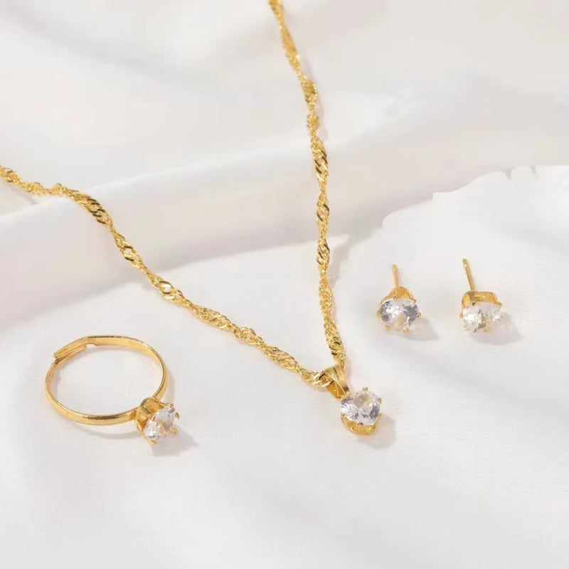 CONJUNTO 5 PEÇAS COM ZIRCÔNIA - CRYSTAL ELEGANCE