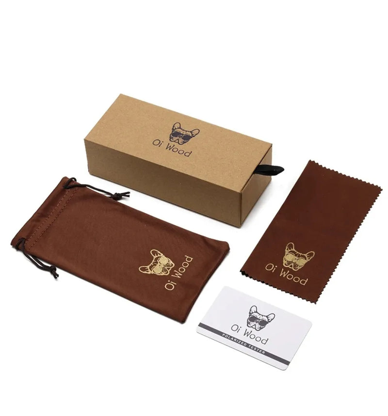 Óculos de Sol de Madeira Natural Oi Wood – Polarizado UV400, Masculino/Feminino, Estilo Clássico e Sustentável