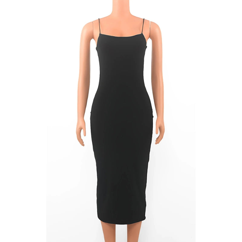 Vestido Longo Feminino Sexy com Alças Finas Sem Costas - Glow Dress