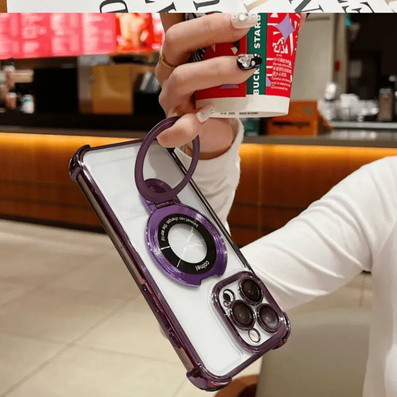 Capa Magnética com Suporte Integrado para iPhone - Proteção Anti-Impacto + Versatilidade Premium Original