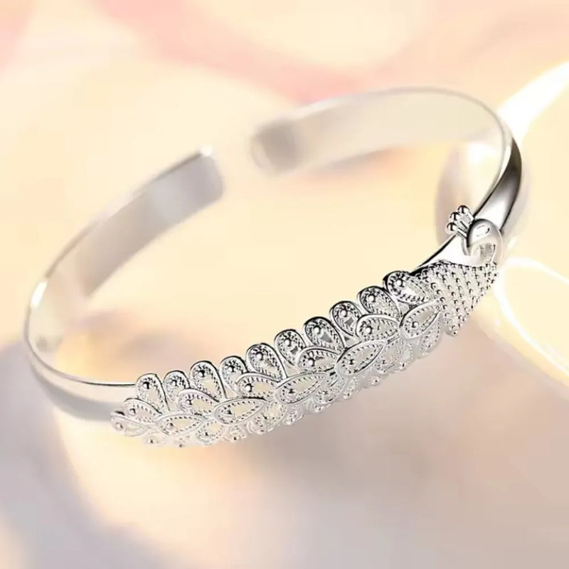 Pulseira Pavão em Prata 925 com Tela Aberta - SAYURI