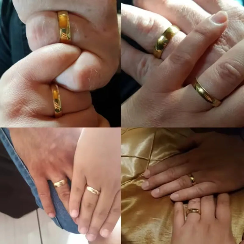 Aliança em Aço Inoxidável Banhada a Ouro 18K - LETDIFFERY