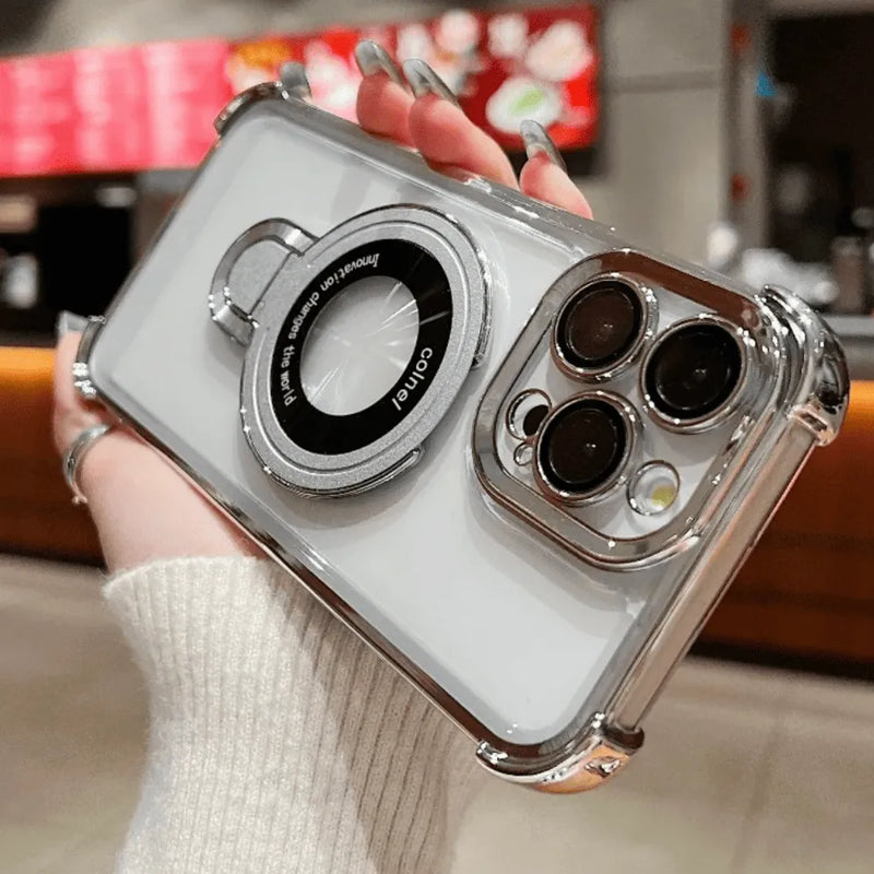 Capa Magnética com Suporte Integrado para iPhone - Proteção Anti-Impacto + Versatilidade Premium Original