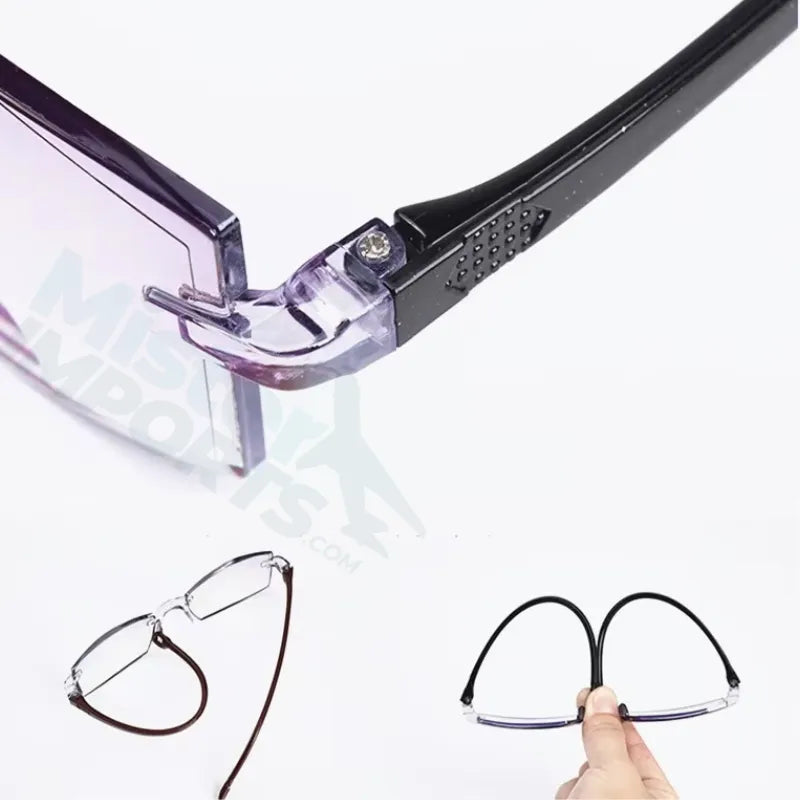 Kit com 2 Pares - Óculos de Leitura Sem Aro – Bifocal Anti Luz Azul, Unissex, Presbiopia +1.50 / +2.00
