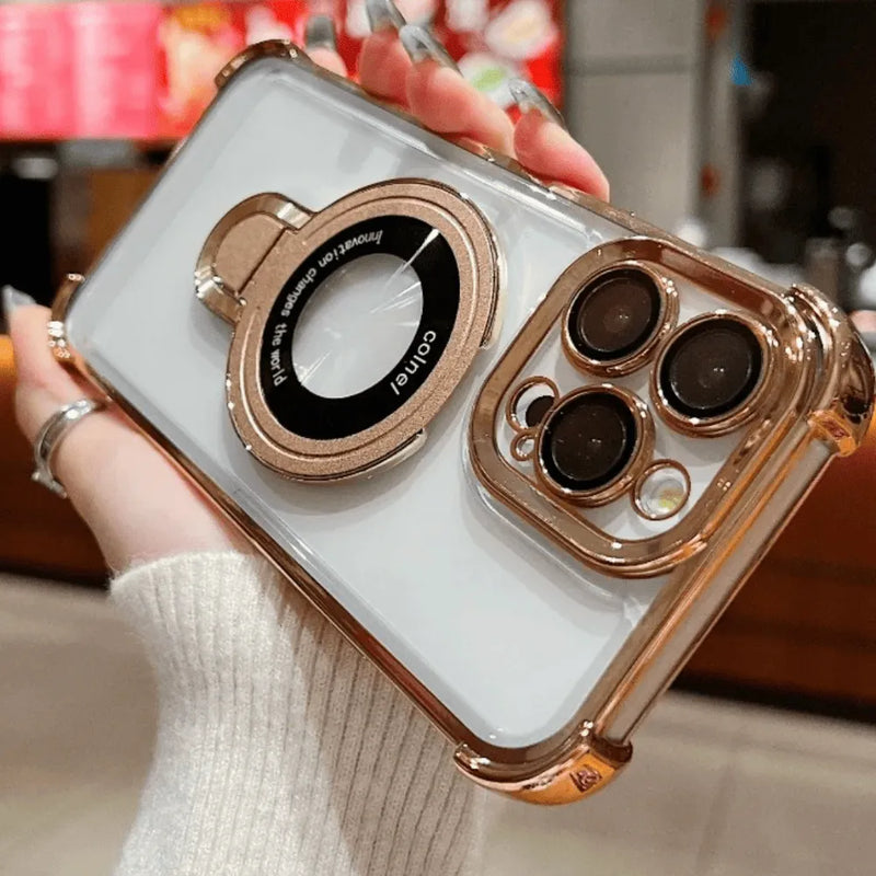 Capa Magnética com Suporte Integrado para iPhone - Proteção Anti-Impacto + Versatilidade Premium Original