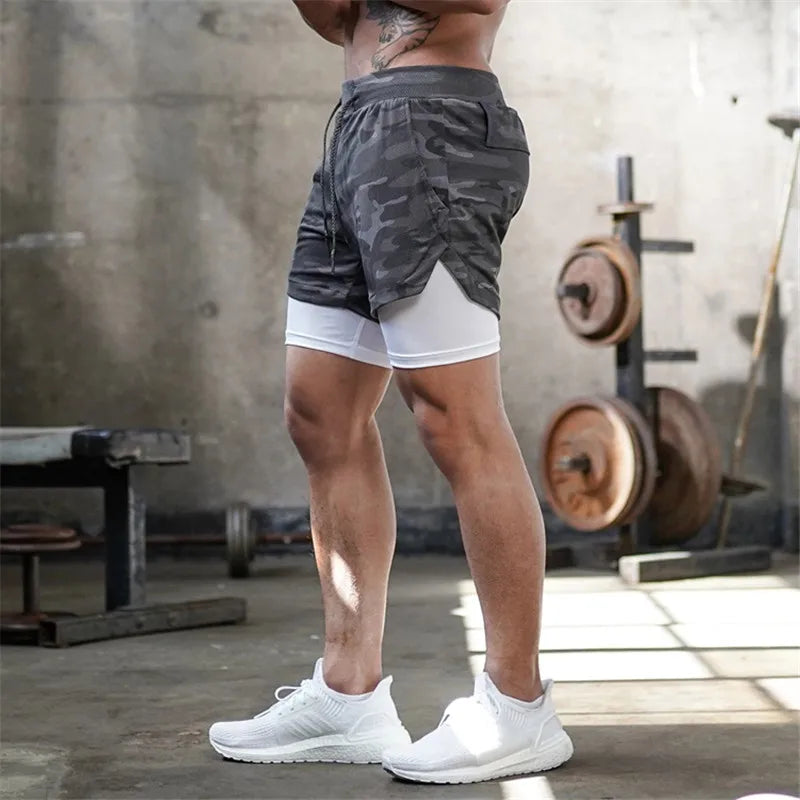 SHORTS 2 EM 1 MASCULINO DRY-FIT - COMPRESSÃO - BOLSO OCULTO - TECNOLOGIA DE COMPRESSÃO INTELIGENTE