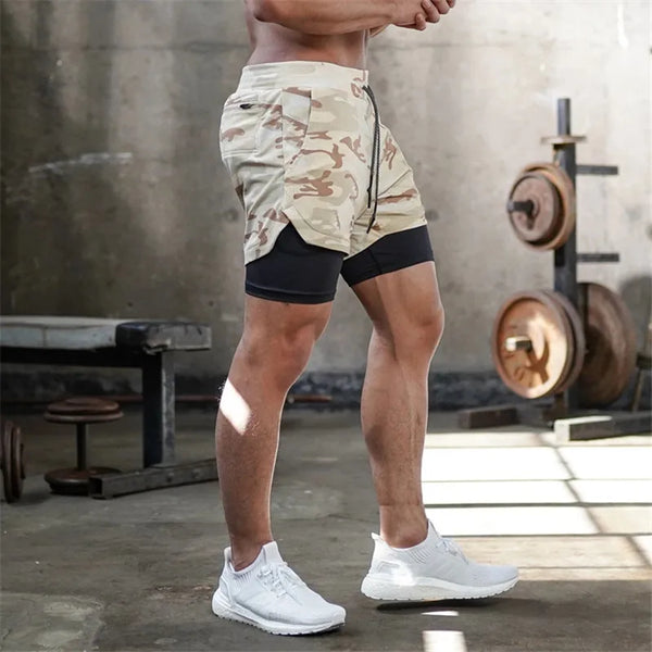 SHORTS 2 EM 1 MASCULINO DRY-FIT - COMPRESSÃO - BOLSO OCULTO - TECNOLOGIA DE COMPRESSÃO INTELIGENTE