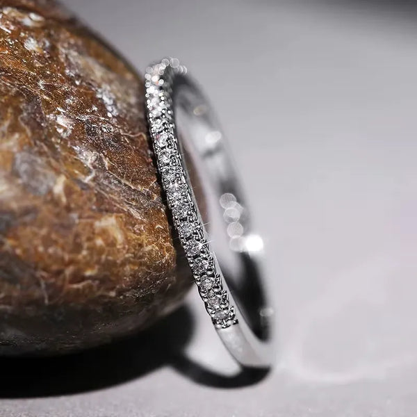 Anel em Prata 925 com Zircônia para Noivado e Casamento - JEMMIN