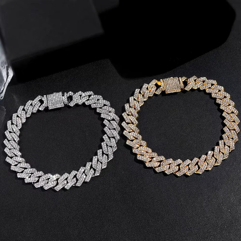 Pulseira Miami Cuban com Rhinestones 14MM - SUBOLLOW
