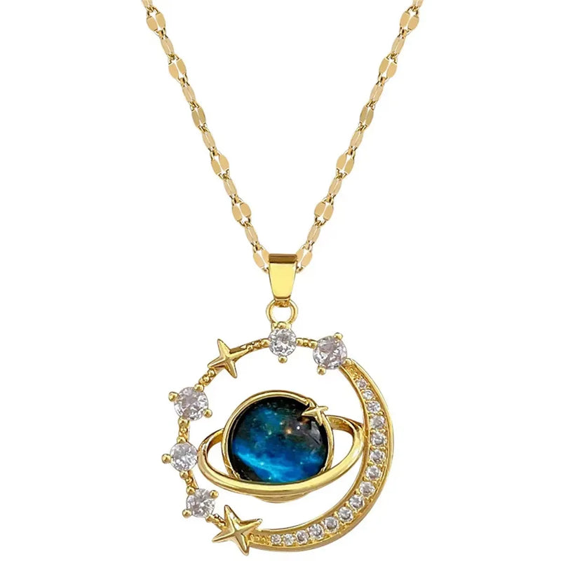 Colar Estrela Lua de Aço Inoxidável Banhado a Ouro - LUNA STELLA