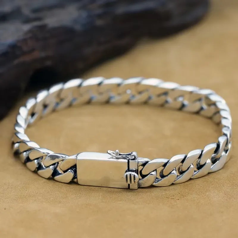 Pulseira Masculina Corrente Banhada a Prata  - MIAMI CUBAN