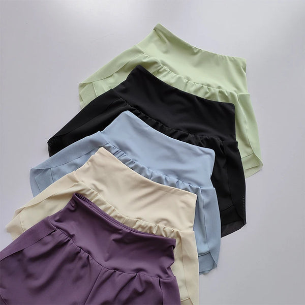 Shorts Esportivos Femininos 2 em 1 – Yoga, Corrida e Treino com Cintura Alta e Secagem Rápida