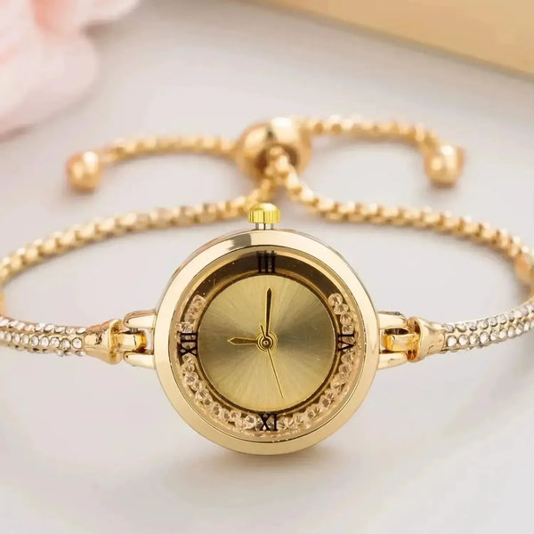 Relógio de Pulso Feminino com Pulseira Dourada - ELEGANCE MINI