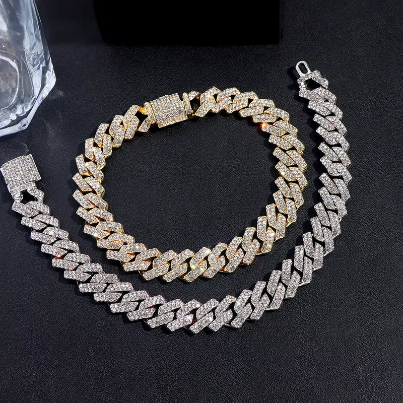 Pulseira Miami Cuban com Rhinestones 14MM - SUBOLLOW