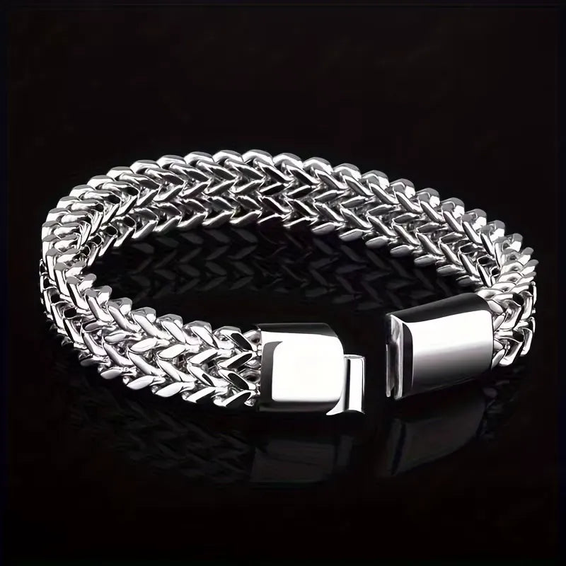 Pulseira em Aço Inoxidável Trançado com Fivela Magnética - STEEL WEAVE