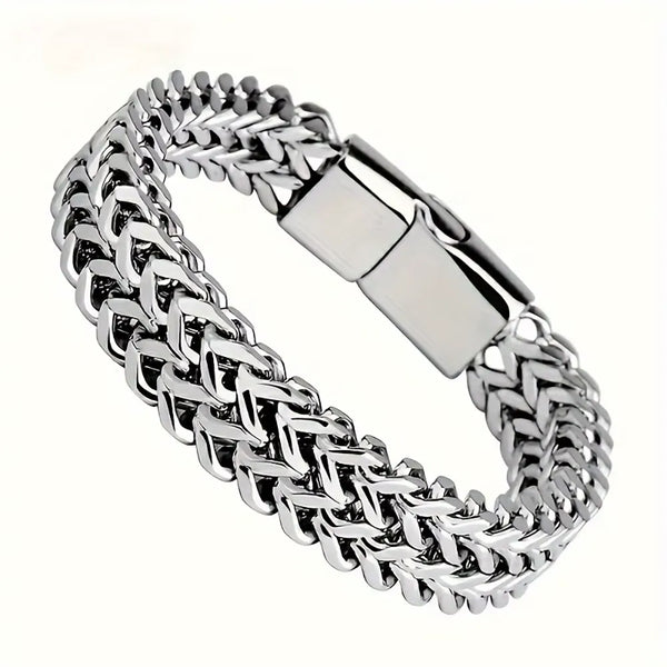 Pulseira em Aço Inoxidável Trançado com Fivela Magnética - STEEL WEAVE