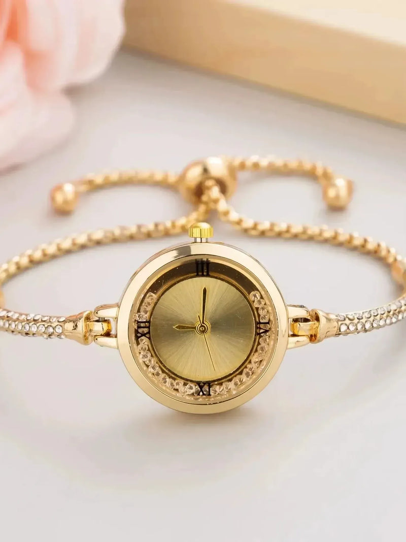 Relógio de Pulso Feminino com Pulseira Dourada - ELEGANCE MINI