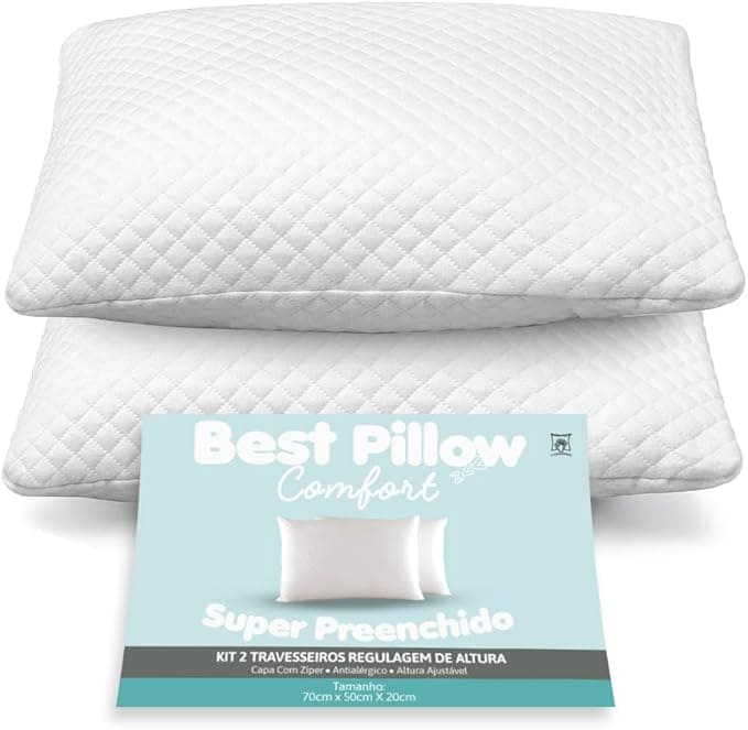 Kit 2 Travesseiros Matelado Impermeável Antialérgico - NASA ConfortoFlex™