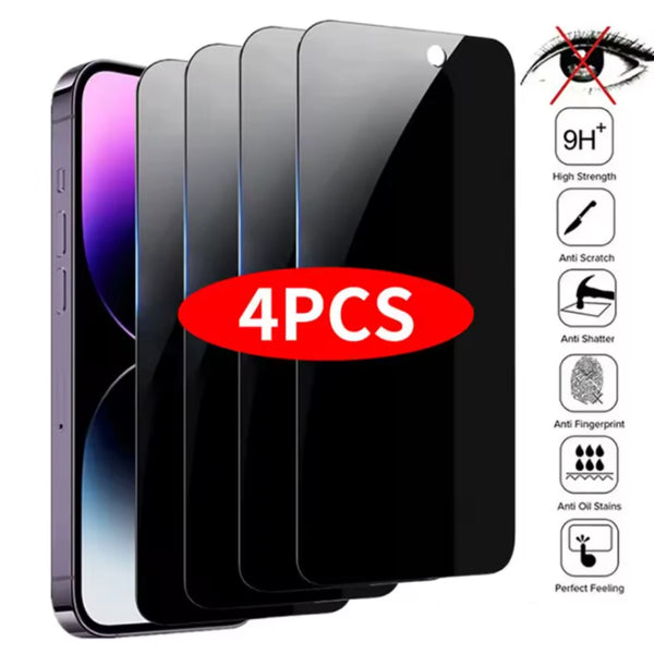 Película Protetora de Tela Anti-Espião Vidro Temperado para iPhone (COMPRE 1 E LEVE 4 Unidades)